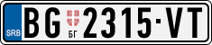 License plate of Serbia, Cars