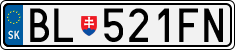 License plate of Slovakia, Cars