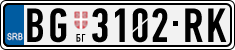 License plate of Serbia, Cars