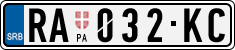 License plate of Serbia, Cars