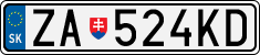 License plate of Slovakia, Cars