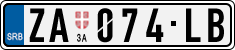 License plate of Serbia, Cars