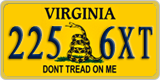 Virginia, Specialty plates (123 4AB)