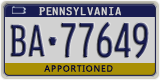 Pennsylvania, Specialty plates (AB-123XX)