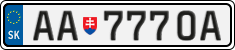 License plate of Slovakia, Cars