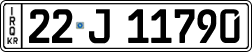 License plate of Iraq, 2022 year system