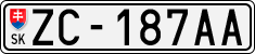License plate of Slovakia, Cars