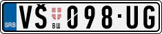 License plate of Serbia, Cars