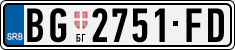 License plate of Serbia, Cars