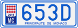 License plate of Monaco, Cars