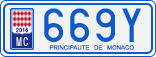 License plate of Monaco, Cars