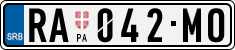License plate of Serbia, Cars