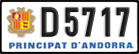 License plate of Andorra, Cars (A 1234)