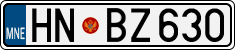 License plate of Montenegro, Cars