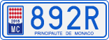 License plate of Monaco, Cars