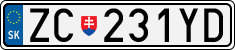 License plate of Slovakia, Cars
