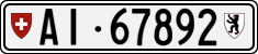 License plate of Switzerland, Cars