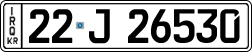 License plate of Iraq, 2022 year system