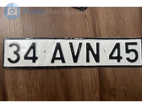 34 AVN 45, License plate without vehicle