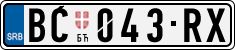 License plate of Serbia, Cars