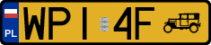 License plates of Poland, Oldtimers