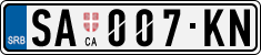License plate of Serbia, Cars