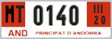 License plate of Andorra, Provisional (1234)