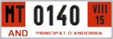 License plate of Andorra, Provisional (1234)
