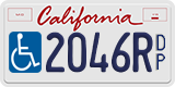 California, Vehicles for disabled persons (D/PXXXXX, XXXXXD/P, DP12345)