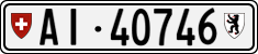 License plate of Switzerland, Cars