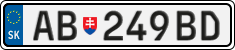 License plate of Slovakia, Cars