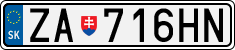 License plate of Slovakia, Cars