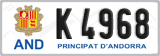 License plate of Andorra, Cars (A 1234)
