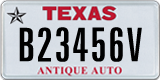 Texas, Specialty plates (A12345B)