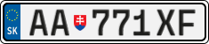 License plate of Slovakia, Cars