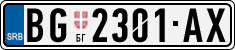 License plate of Serbia, Cars