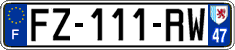 French license plate, SIV (ordinary)
