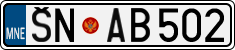 License plate of Montenegro, Cars