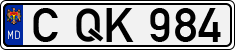 License plate of Moldova, Cars (1992)