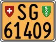 License plate of Switzerland, Slow vehicles (yellow)