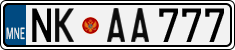 License plate of Montenegro, Cars