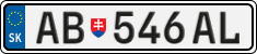 License plate of Slovakia, Cars