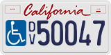 California, Disabled Veteran (D/V12345, 12345D/V, DV12345)