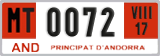 License plate of Andorra, Provisional (1234)