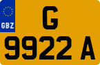 License plate of Gibraltar, Regular car plates (G 1234 A)