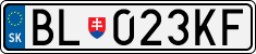 License plate of Slovakia, Cars