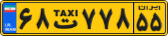 License plate of Iran, Taxi