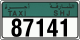 License plate of the UAE, Sharjah, Taxi