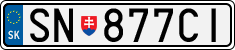 License plate of Slovakia, Cars
