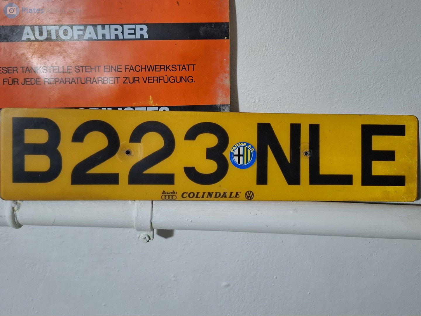 B223NLE, License plate without vehicle 